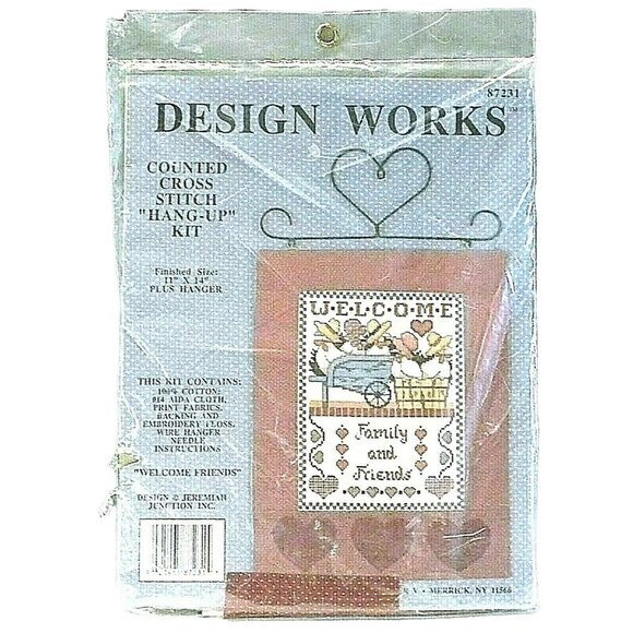 Counted Cross Stitch "Welcome Family & Friends" Hang-Up Kit Design Works 11"x14" - Picture 1 of 8